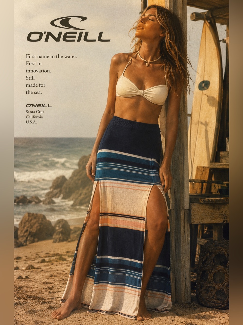 O'Neill Striped Maxi Skirt - Size L - Women’s Boho Chic Beach Attire